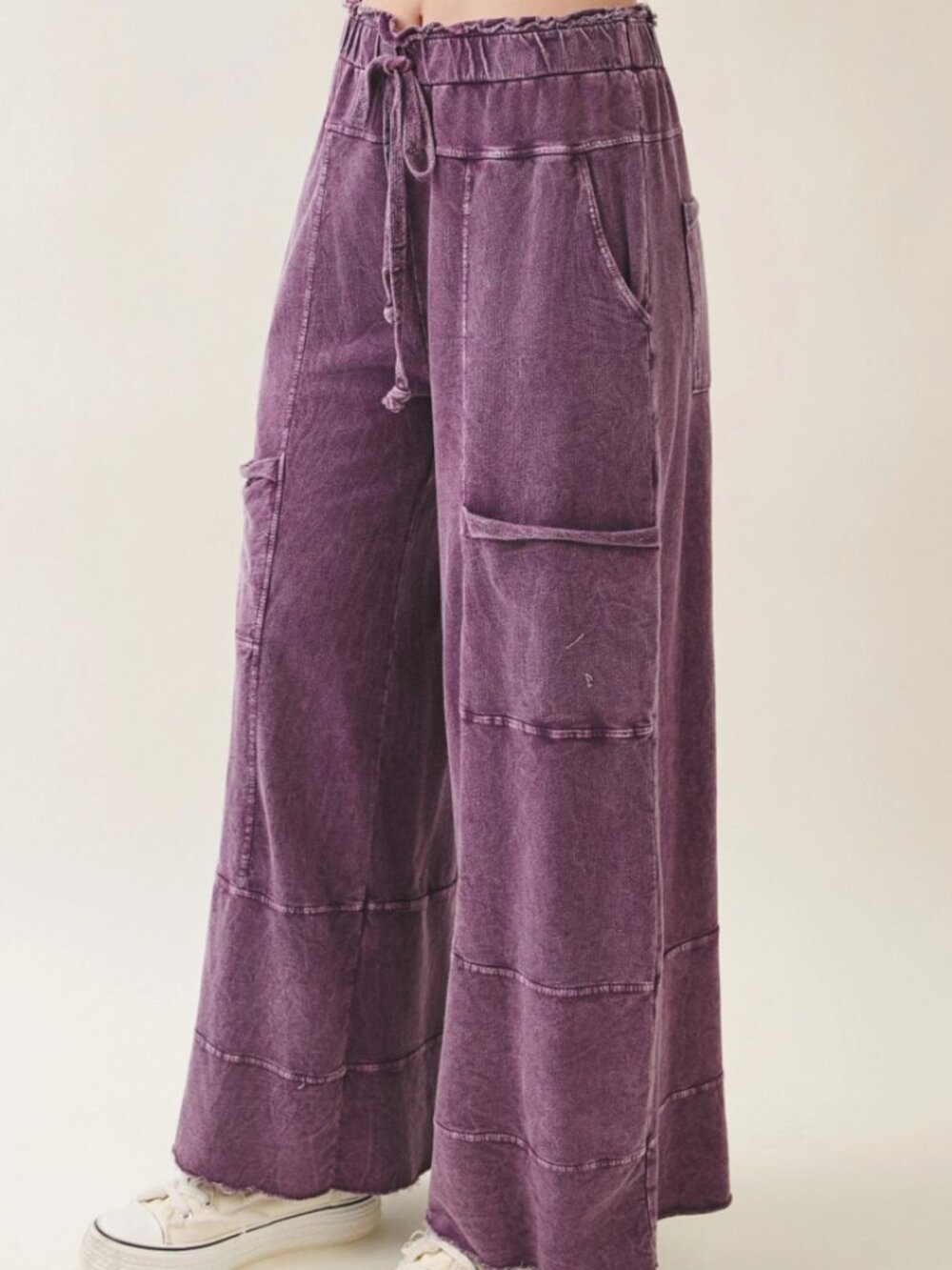 NEW IN - PLUS SIZE J.Her Purple Mineral Wash Wide Leg Pants